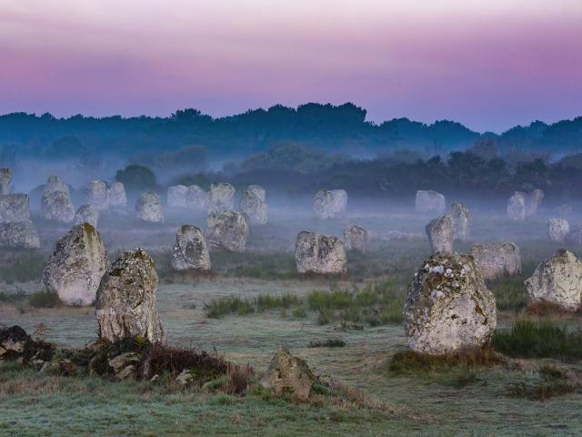 Alignements du Ménec à Carnac au petit matin